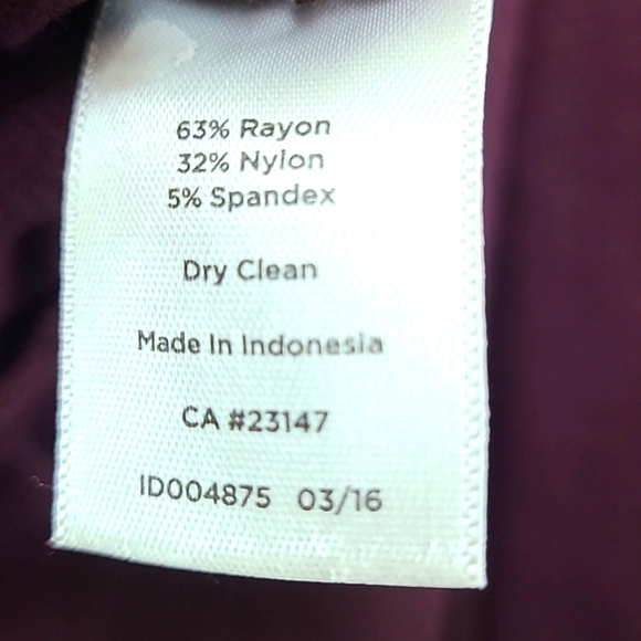 TALBOTS Women's Long Sleeve Collared Burgundy Sheath Dress - Size 2 - Picture 8 of 12